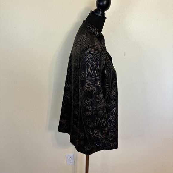 Bonworth Womens Black & Gold Animal Print Open Front Cardigan Jacket 1X - Picture 8 of 8